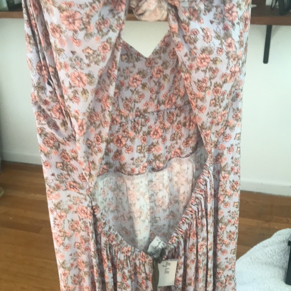 NWT Floral Tiered Backless Midi/Maxi Dress L boho summer floral romantic - Picture 8 of 11